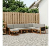 vidaXL Set di divani da esterno 8 pcs Naturale e Grigio Chiaro, Set Divano Moderno per Esterni, Mobili Resistenti alle Intemperie, Lounge Giardino per Comfort in Terrazza