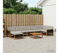 vidaXL Set di divani da esterno 8 pcs Naturale e Grigio Chiaro, Divano da Giardino Moderno e Resistente, Arredo Esterno per Rilassarsi, Seduta Ergonomica