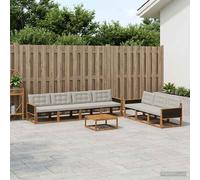 vidaXL Set di divani da esterno 8 pcs Naturale e Grigio Chiaro, Divano moderno da giardino, set per terrazza, lounge patio, comodo e sezionabile