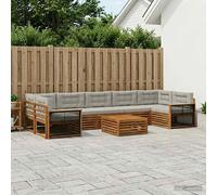 vidaXL Set di divani da esterno 8 pcs Naturale e Grigio Chiaro