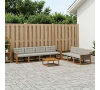 vidaXL Set di divani da esterno 8 pcs Naturale e Grigio Chiaro, Divano moderno da giardino, set per terrazza, lounge patio, comodo e sezionabile