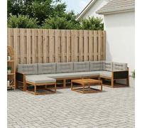 vidaXL Set di divani da esterno 8 pcs Naturale e Grigio Chiaro