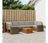 vidaXL Set di divani da esterno 8 pcs Naturale e Grigio Chiaro