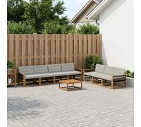 vidaXL Set di divani da esterno 8 pcs Naturale e Grigio Chiaro, Divano moderno da giardino, set per terrazza, lounge patio, comodo e sezionabile