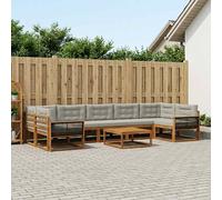 vidaXL Set di divani da esterno 8 pcs Naturale e Grigio chiaro