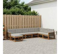 vidaXL Set di divani da esterno 8 pcs Naturale e Grigio Chiaro, Divano Sezionale Moderno in Acacia, Mobili da Giardino, Relax nel Patio, Comfort per il Tuo Giardino