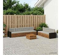 vidaXL Set di divani da esterno 8 pcs Naturale e Grigio Chiaro, Divano da Giardino, Arredo Esterno Moderno, Set Sezionale per Terrrazza e Lounge Comfortevole