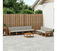 vidaXL Set di divani da esterno 8 pcs Naturale e Grigio Chiaro, Divano da esterno, moderno set sezionale per patio, arredamento resistente per giardino e relax in terrazza