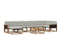 vidaXL Set di divani da esterno 8 pcs Naturale e Grigio Chiaro, Divano da Giardino Moderno e Resistente, Arredo Esterno per Rilassarsi, Seduta Ergonomica