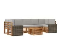 vidaXL Set di divani da esterno 8 pcs Naturale e Grigio Chiaro, Divano da giardino, set moderno per esterni, arredo resistente per patio, terrazza comoda