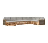 vidaXL Set di divani da esterno 8 pcs Naturale e Grigio Chiaro, Divano moderno da esterno, arredamento sezionale, relax in terrazza, set comodo per il patio