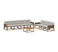 vidaXL Set di divani da esterno 8 pcs Naturale e Grigio Chiaro, Divano moderno da giardino, set per terrazza, lounge patio, comodo e sezionabile