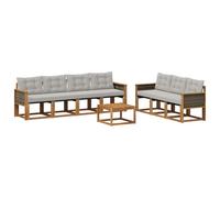 vidaXL Set di divani da esterno 8 pcs Naturale e Grigio Chiaro, Divano moderno per esterni, arredo giardino resistente, set da patio, lounge per relax e comfort