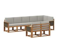 vidaXL Set di divani da esterno 8 pcs Naturale e Grigio Chiaro, Divano moderno per esterni, arredo in giardino, lounge resistente, set confortevole per terrazza