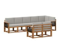 vidaXL Set di divani da esterno 8 pcs Naturale e Grigio Chiaro, Divano da Giardino Moderno, Mobili Resistenti alle Intemperie, Set Lounge Esterno per un Terrazzo Comodo
