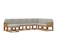 vidaXL Set di divani da esterno 8 pcs Naturale e Grigio Chiaro, Giardino, Divano da esterno moderno, Set di mobili sectional, Sedute da patio durevoli, Terrazza per il comfort