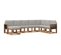 vidaXL Set di divani da esterno 8 pcs Naturale e Grigio Chiaro, Giardino, Divano da esterno moderno, Set di mobili sectional, Sedute da patio durevoli, Terrazza per il comfort
