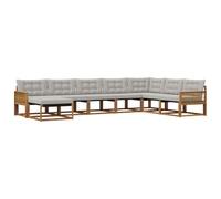 vidaXL Set di divani da esterno 8 pcs Naturale e Grigio Chiaro, Set di divani da giardino moderni, legno di acacia resistente, comodi lettini, arredo esterno per vivere con stile