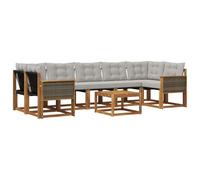 vidaXL Set di divani da esterno 8 pcs Naturale e Grigio Chiaro, Set di divani moderni per esterni, lounge giardino resistente, posti a sedere in patio, ensemble per il giardino
