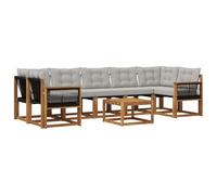 vidaXL Set di divani da esterno 8 pcs Naturale e Grigio Chiaro, Set di divani moderni per esterni, lounge giardino resistente, posti a sedere in patio, ensemble per il giardino