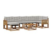 vidaXL Set di divani da esterno 8 pcs Naturale e Grigio Chiaro, Set Lounge Minimalista per Esterni, Mobili Resistenti alle Intemperie, Divano Comodo in Texilene, Posti in Giardino