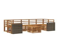 vidaXL Set di divani da esterno 8 pcs Naturale, Sofa Elegante da Giardino, Set Sezionale Moderno per Esterni, Lounge Durevole, Arredamento Comodo per Terrazzo