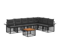 vidaXL Set di divani da esterno 8 pcs Nero e Grigio scuro Poliestere, Divano modulare moderno, resistente al tempo, con piedi regolabili, perfetto per il terrazzo del giardino