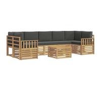 vidaXL Set di divani da esterno, 8 pezzi, bianco e antracite, divano da giardino, set moderno per esterni, mobili resistenti per patio, sedute comode