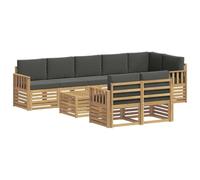 vidaXL Set di divani da esterno, 8 pezzi, bianco e antracite, divano da giardino, set modulare, mobile moderno per esterni, poltrona da patio, divano in acacia marrone