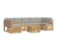 vidaXL Set di divani da esterno 8 pezzi, bianco e grigio chiaro, divano da giardino, set esterno moderno, mobili durevoli per patio, zona relax confortevole