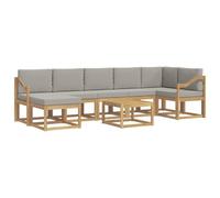vidaXL Set di divani da esterno 8 pezzi bianco e grigio chiaro, set di divani da giardino moderni, mobili da terrazza con seduta flessibile, in legno di acacia, montaggio rapido