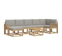vidaXL Set di divani da esterno 8 pezzi bianco e grigio chiaro, set di divani da giardino moderni, mobili da terrazza con seduta flessibile, in legno di acacia, montaggio rapido