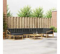 vidaXL Set di divani da esterno 8 pcs Bianco e Antracite, Set Divano da Esterno in Acacia, Mobili Modulari per Giardino, Comodo per Piscina, Lounge Resistente per Giardino