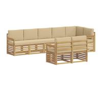 vidaXL Set di divani da esterni, 8 pezzi, bianco e beige, 306 x 128,5 x 73 cm, divano da giardino, mobili moderni per esterni, accogliente, set da terrazza, design elegante