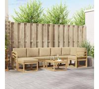vidaXL Set di divani da esterno 8 pz Bianco e Beige Poliestere
