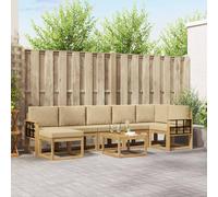vidaXL Set di divani da esterno 8 pz Bianco e Beige Poliestere