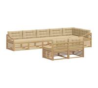 vidaXL Set di divani da esterno 8 pz Bianco e Beige Poliestere