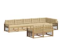vidaXL Set di divani da esterno 8 pz Bianco e Beige Poliestere