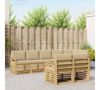 vidaXL Set di divani da esterni, 8 pezzi, bianco e beige, 306 x 128,5 x 73 cm, divano da giardino, mobili moderni per esterni, accogliente, set da terrazza, design elegante