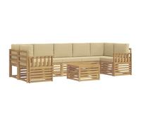 vidaXL Set di divani da esterno 8 pz bianco e beige poliestere divano da giardino, set esterno moderno, mobili durevoli per patio, angolo relax confortevole