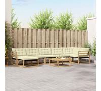 vidaXL Set di divani da esterno da 8 pezzi, bianco e crema, divano da giardino durevole e moderno, mobili per rilassarsi, sedie ergonomiche, lounge a prova di intemperie, divano da patio