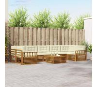 vidaXL Set di divani da esterno 8 pcs Bianco e Crema, Divano moderno da esterno, arredo sezionale, lounge patio, posti in terrazza, set comfort giardino