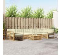 vidaXL Set di divani da esterno 8 pcs Bianco e Crema, Divano moderno da esterno, arredo sezionale, lounge patio, posti in terrazza, set comfort giardino