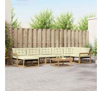 vidaXL Set di divani da esterno da 8 pezzi, bianco e crema, divano da giardino durevole e moderno, mobili per rilassarsi, sedie ergonomiche, lounge a prova di intemperie, divano da patio