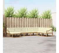vidaXL Set di divani da esterno 8 pcs Bianco e Crema, Set Divano Sezionale Moderno per Esterni, Mobili Resistenti da Giardino, Seduta in Legno Acacia, Lounge Chic