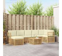 vidaXL Set di divani da esterno 8 pcs Bianco e Crema 59 x 59 x 37 cm, Divano da giardino, moderni set per esterni, sezionale resistente per terrazze, comfort e relax