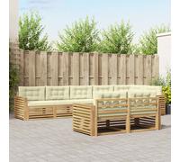 vidaXL Set di divani da esterno 8 pcs Bianco e Crema, Divano moderno in acacia, set esterno per terrazza, angolo relax in giardino e modularità senza pari