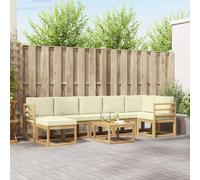 vidaXL Set di divani da esterno 8 pz Bianco e Crema Poliestere