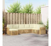 vidaXL Set di divani da esterno 8 pz Bianco e Crema Poliestere