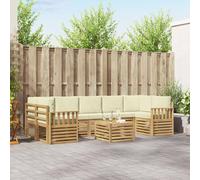 vidaXL Set di divani da esterno, 8 pezzi, bianco e crema, in poliestere, divano da giardino, set moderno per esterni, mobili resistenti per patio, sedie comode